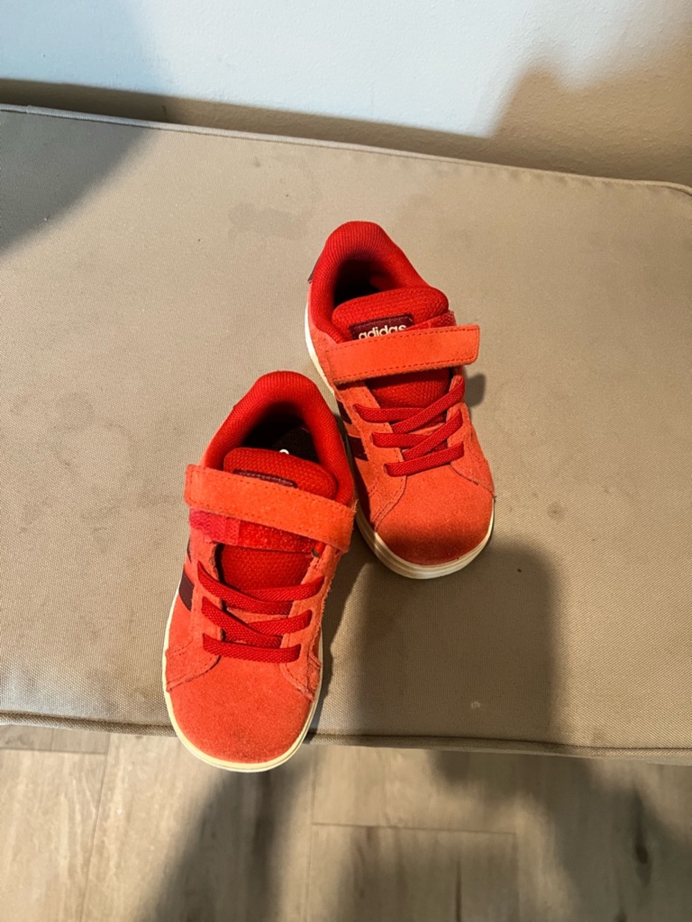 adidas Kids Red Velcro & Lace Casual Sneakers